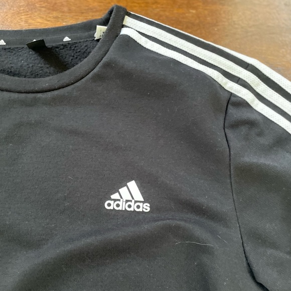 Adidas Essentials 3-Stripes Crew Sweatshirt Mens L Green Black LS Pullover - Picture 3 of 9